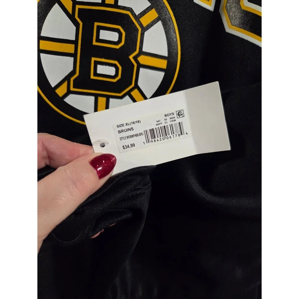 Boston Bruins Boys Hoodie Hooded Sweatshirt NHL Black NWT XL (14/16) Official